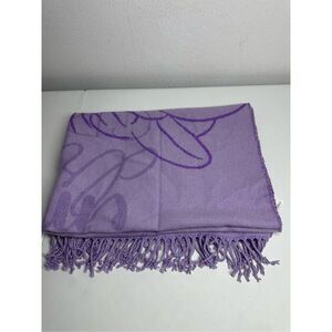 Disney Minnie Mous Throw Blanket Purple Metallic Fringe  All Over Print